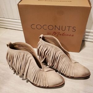 Coconuts by Matisse Cream Fringe Ankle Booties
